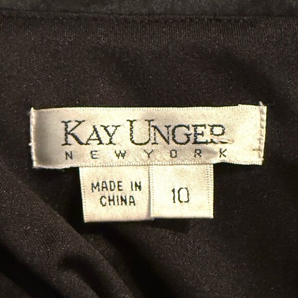 Kay Unger Black Velvet Bodycon Dress Women 10 Shawl Collar Party Cocktail Y2K - Picture 5 of 6
